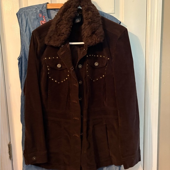 Brown Suede Women's‎ Jacket with Faux Fur Collar - Picture 1 of 3